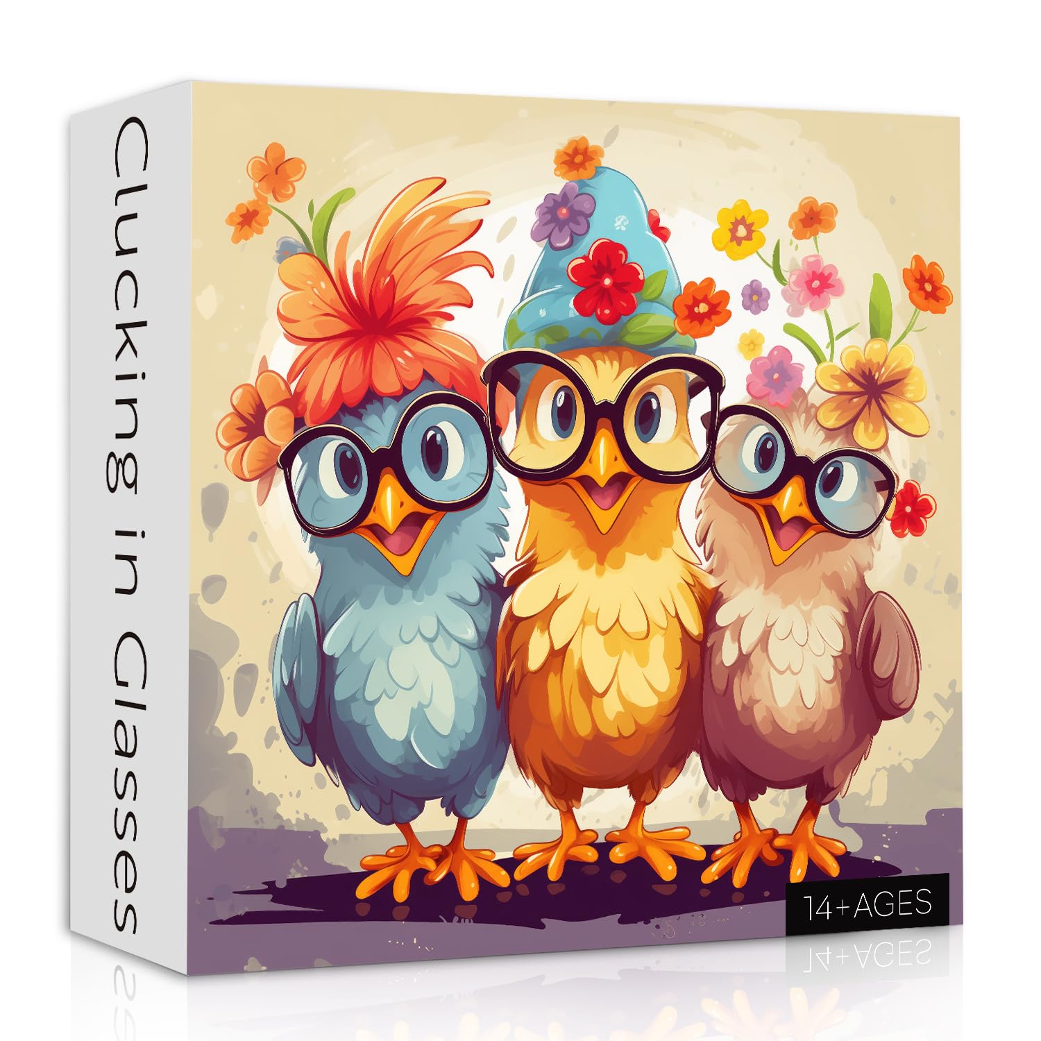 Funny Chicken Puzzles for Adults 1000 Pieces, Colorful Flower Rooster Jigsaw Puzzles, Thanksgiving Cute Animal Puzzle as Home Wall Art