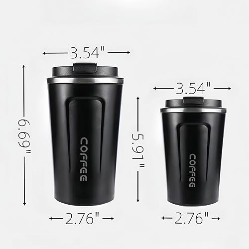 Miniatura 7 de Taza de café de acero inoxidable 304. Duradera, a prueba de fugas. Se adapta al hogar, oficina, al aire libre. Opciones de 12 oz17 onzas, varios