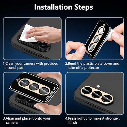 Vista 223 de para Samsung Galaxy Z Flip 7 Protector de Lente de Cámara, Cubierta de Lente de Vidrio Templado con Anillo de Metal Individual, [Fuerte Adhesión] 1