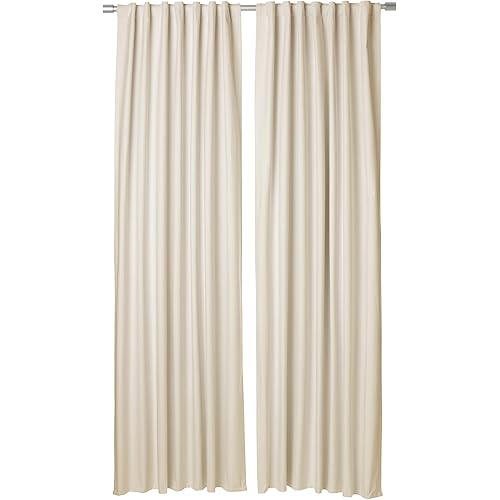 Amazon Basics Room Darkening Blackout Window Curtains with Back Tab Hanging Loops, 2 Pack, 52 in x 96 in, Beige
