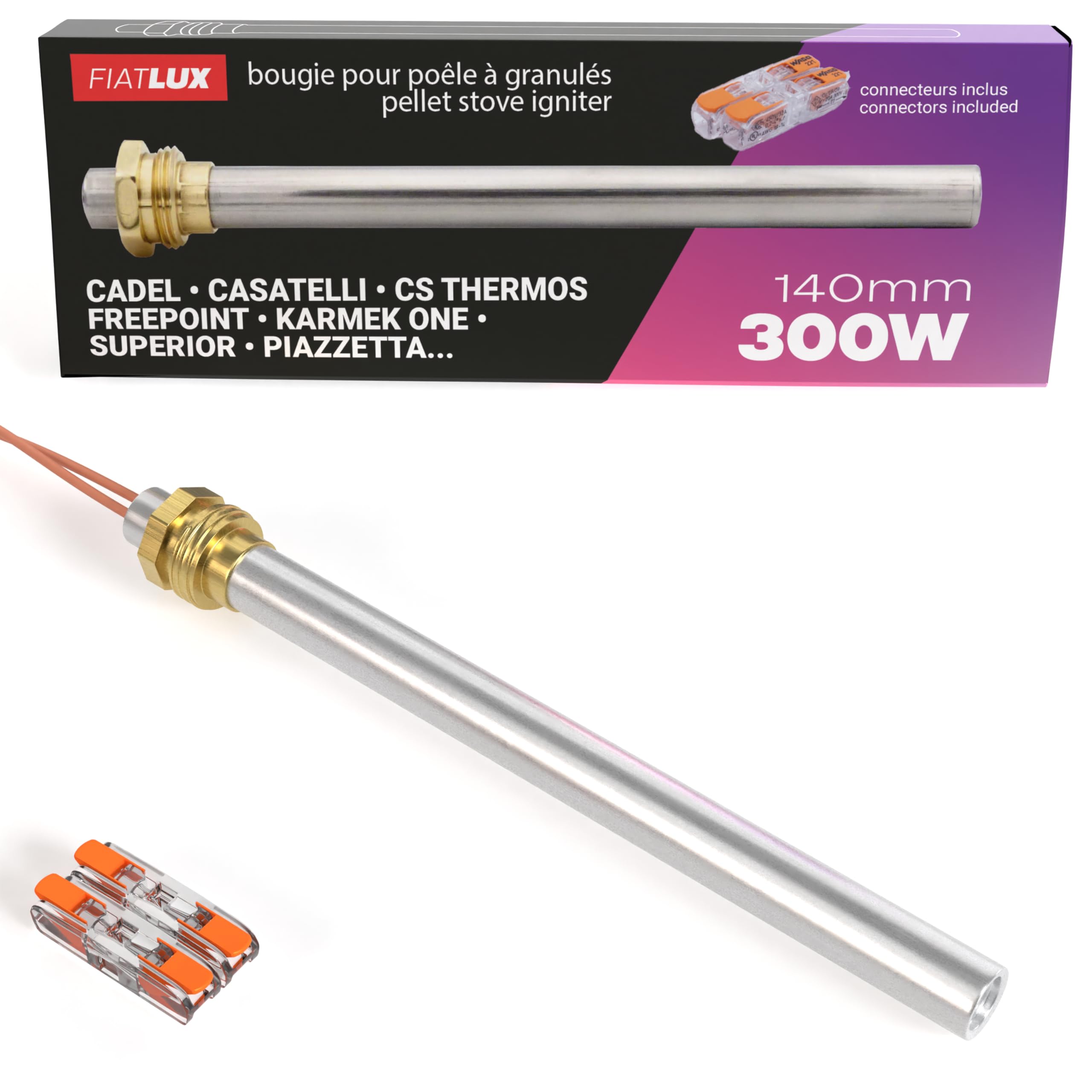 Bougie de poêle à granulés 300W - 140mm - diamètre 9,9mm