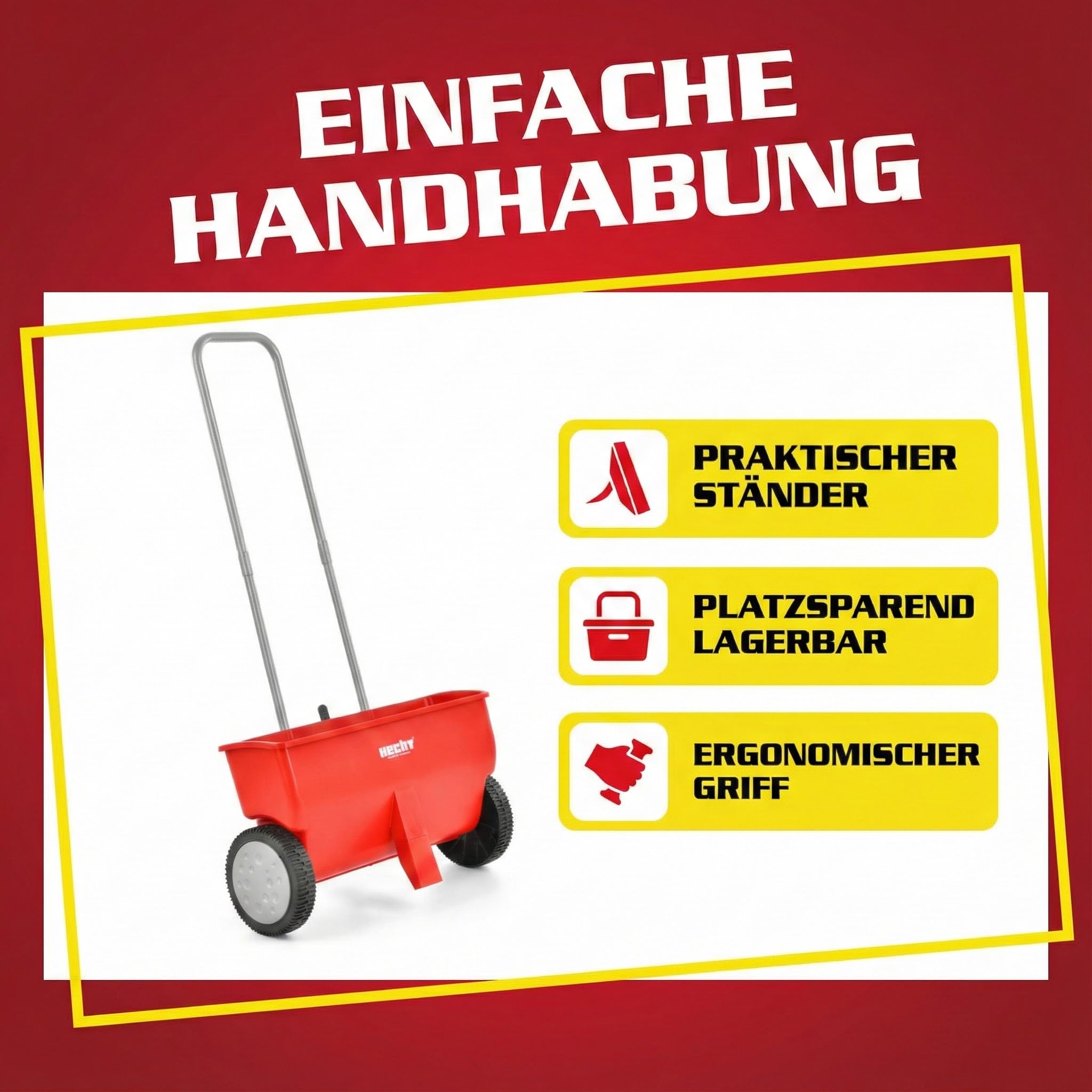 HECHT Épandeur universel 220 pour engrais et sel (avec une capacité d'environ 20 l, largeur de travail d'environ 50 cm)