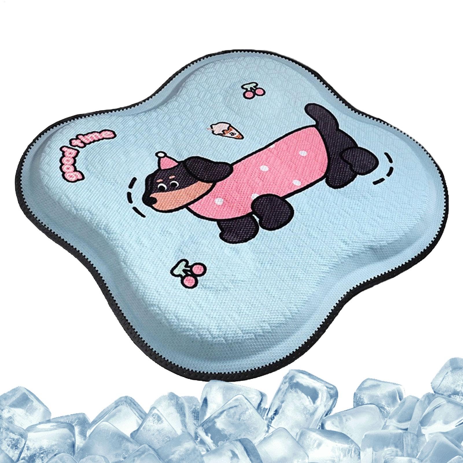 Coussin de siège en gel 45x45 cm bleu à motif chien cerise pour chaise