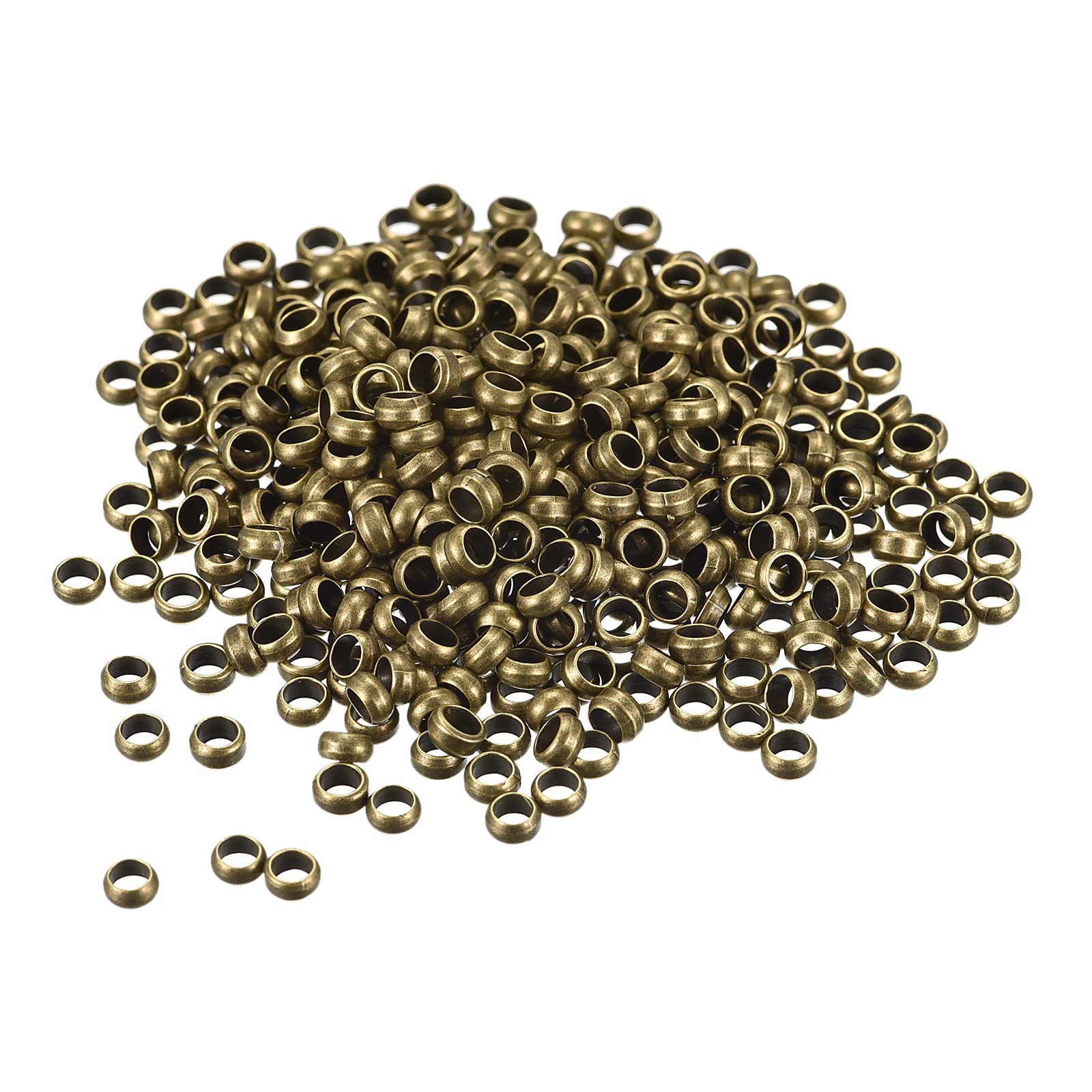 Cuentas de crimpado redondas de bronce para asegurar terminales en joyería artesanal, 4 mm