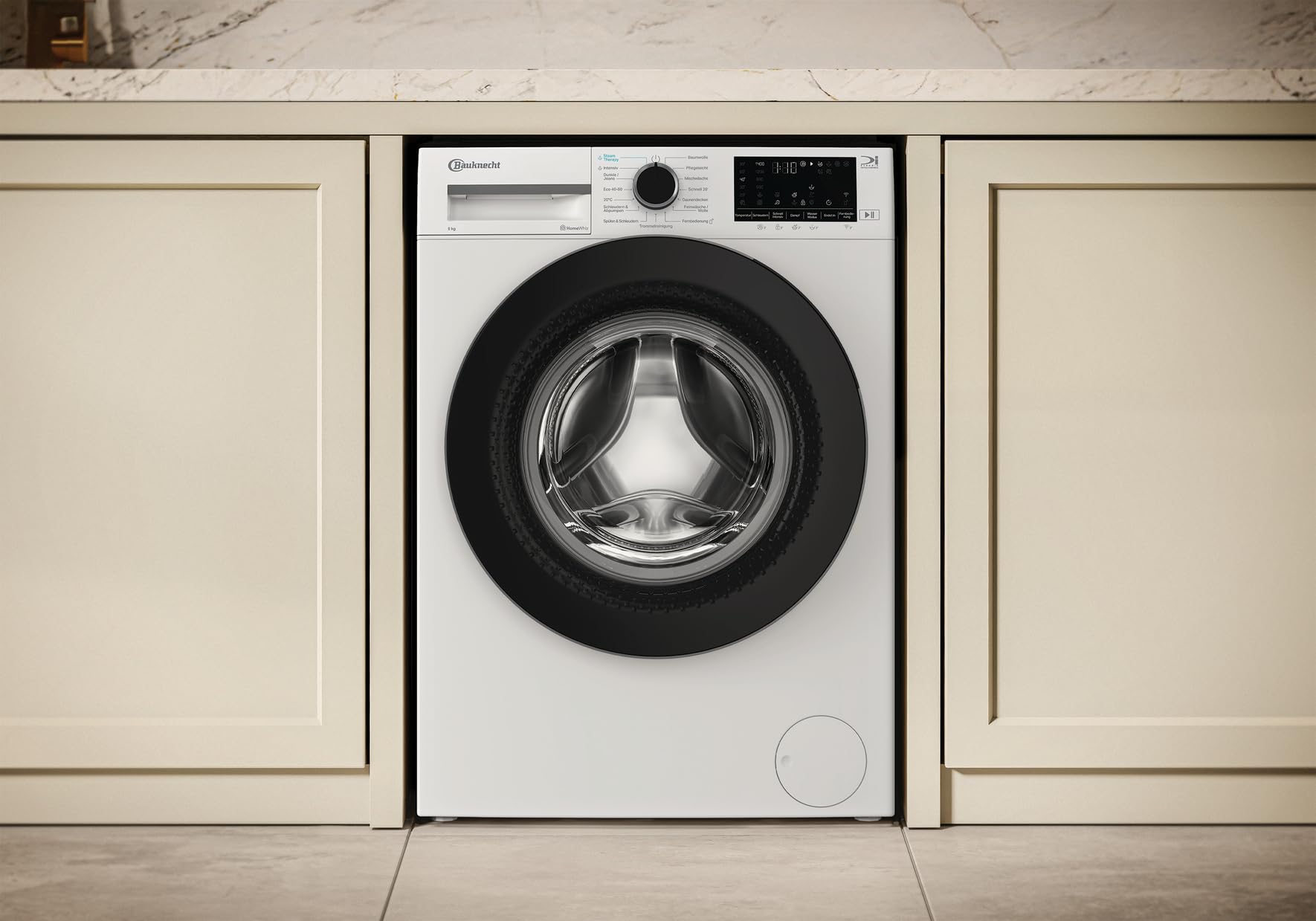 Bauknecht B W 9A30 BS Waschmaschine, 9 kg, 1400 U/min, Frontlader, Steam Therapy & Steam Technologie, Adaptive Wash, ColdWash, HomeWhiz, Energy Saver, leiser Inverter-Motor, Weiß