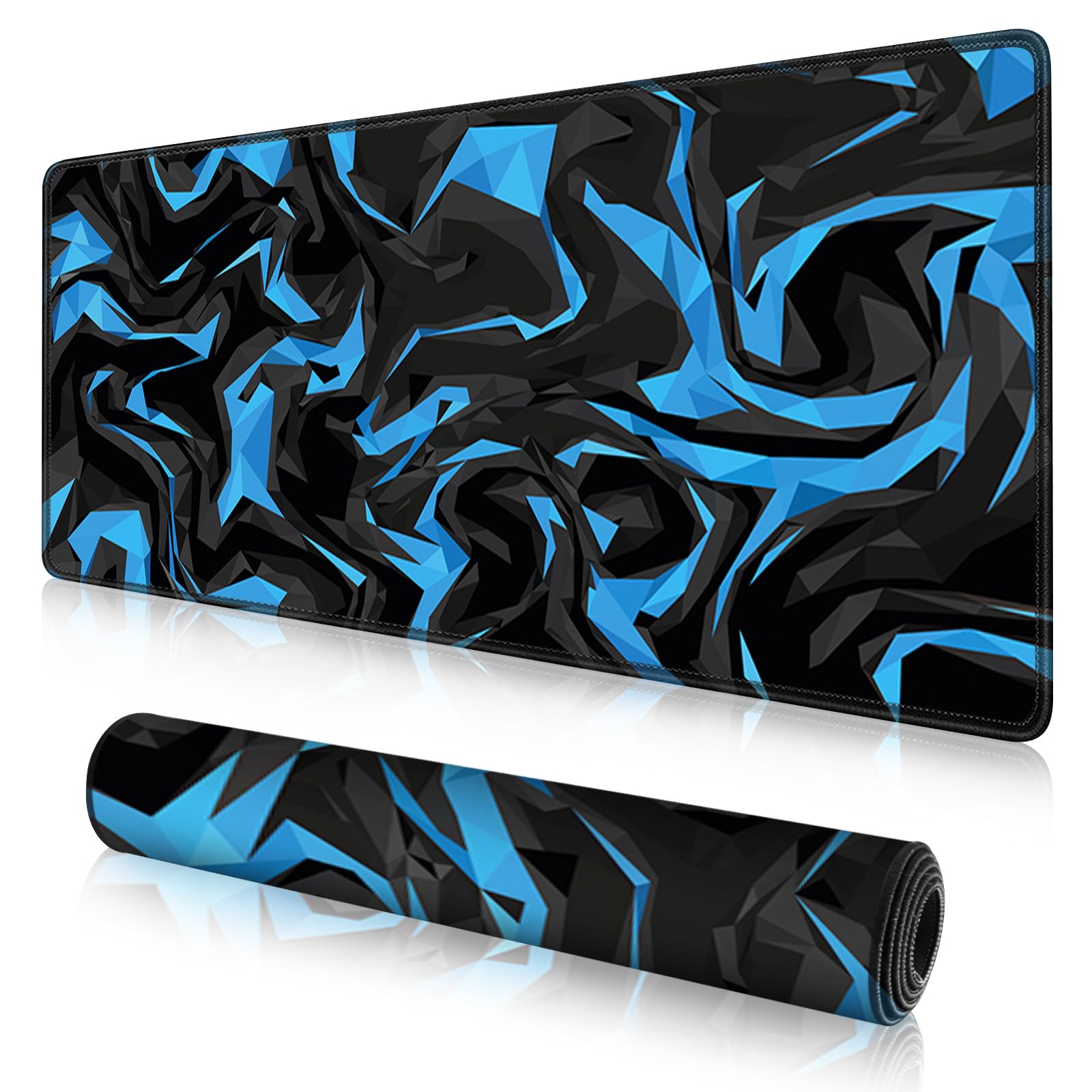 Golivn Large Mouse Pad Gaming Mouse Pad 800x300mm Blue Shards Mouse Pad Office Desk Mat Desk Pad, Non-Slip Rubber Base, Keyboard MousePad for Computers/Laptop
