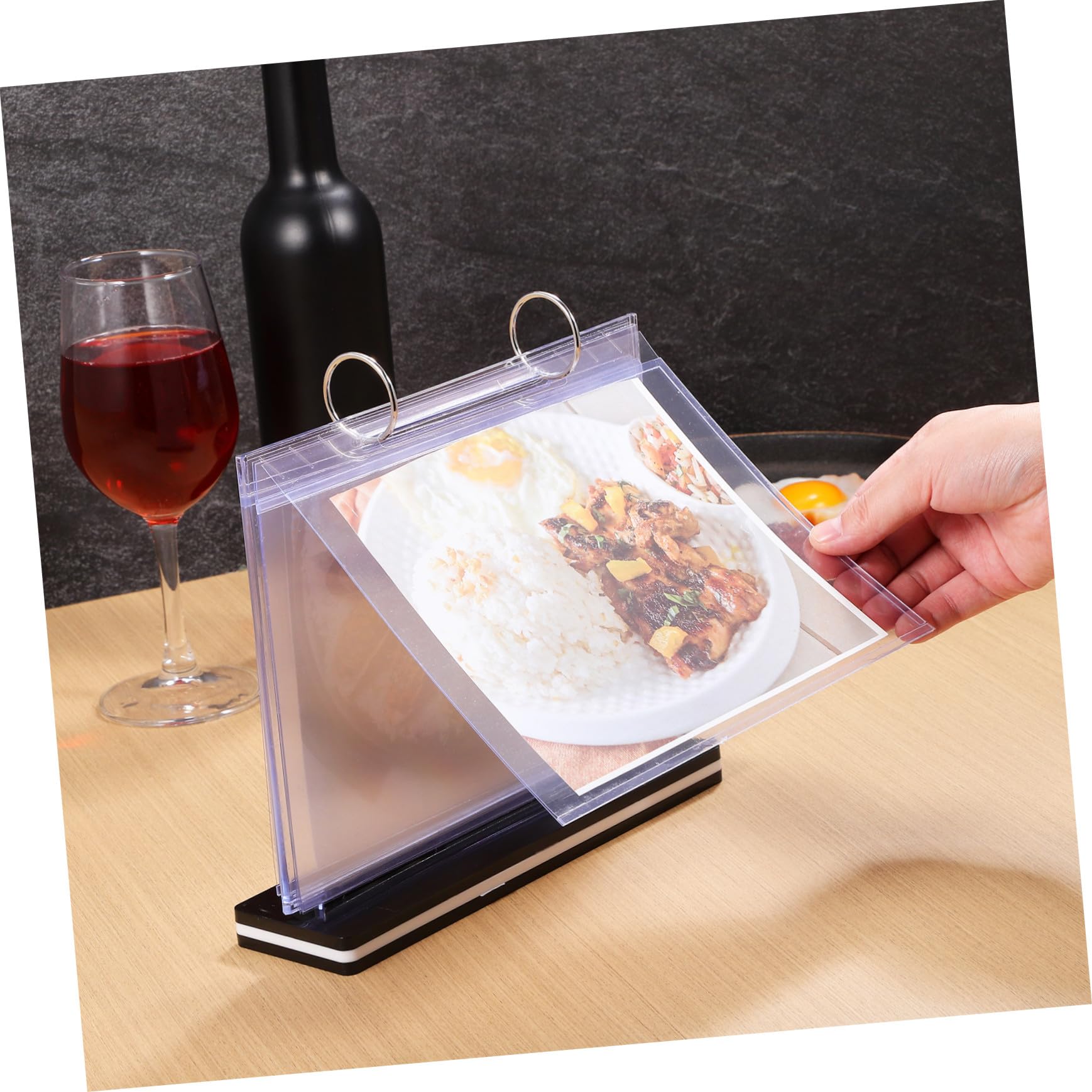5 Piezas Soporte para Tarjetas Transparente Horizontal Páginas Expositor Resistente para Menús Fotos y Folletos Organizador de Escritorio y Multiusos