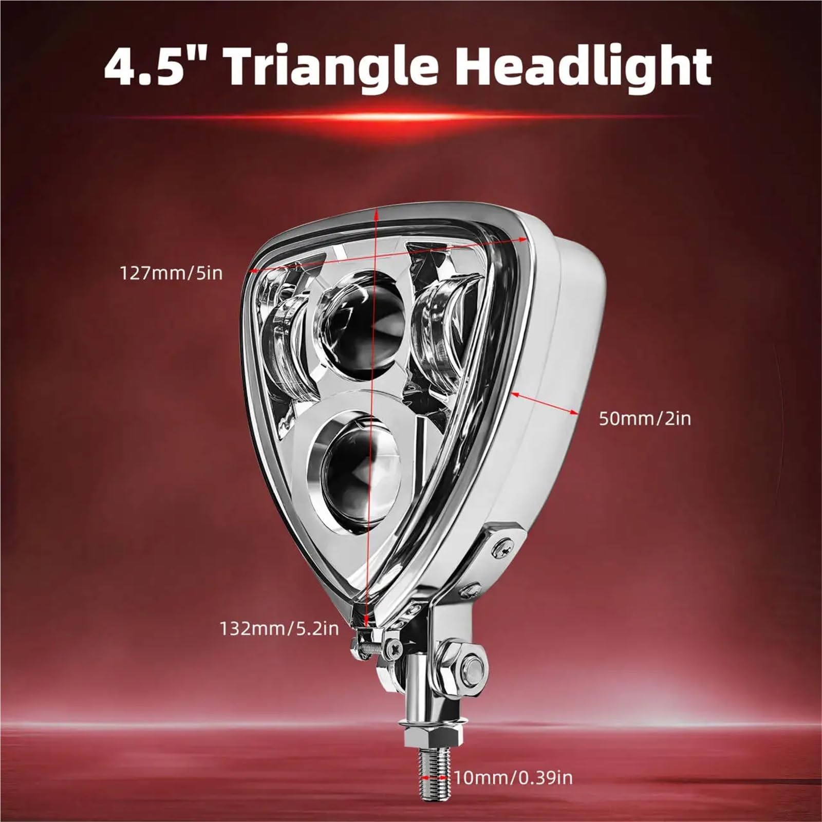MESKEL Moto Faros Auxiliares para Turismo para Café para Racer para Chopper para Bobber Soporte De Conexión para Luz LED Triangular Doble Motocicleta | Only Bracket