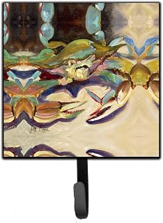 Caroline's Treasures JMK1259SH4 Crab tailfin Crab Leash or Key Holder, Wall Hooks, Key Hooks Holder, Coat Rack Wall Mount, Coat Hooks, Hooks for Hanging Keys, Towels, Aprons, Leashes,