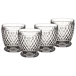 Villeroy & Boch Boston Tumblers, Set of 4, 330 ml, Drinking Glasses with Facet Pattern, Crystal Glass Cups for Hot and Cold Drinks, Dishwasher Safe, Clear