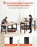 VEVOR Adjustable Workbench, 5000 lbs Capacity, 72 x 24 Inch Oak Wood Top Workstation with 4 AC Outlets & 2 USB Ports, Heavy-Duty Hardwood Worktable for Garage, Workshop, Home, Office, Commercial