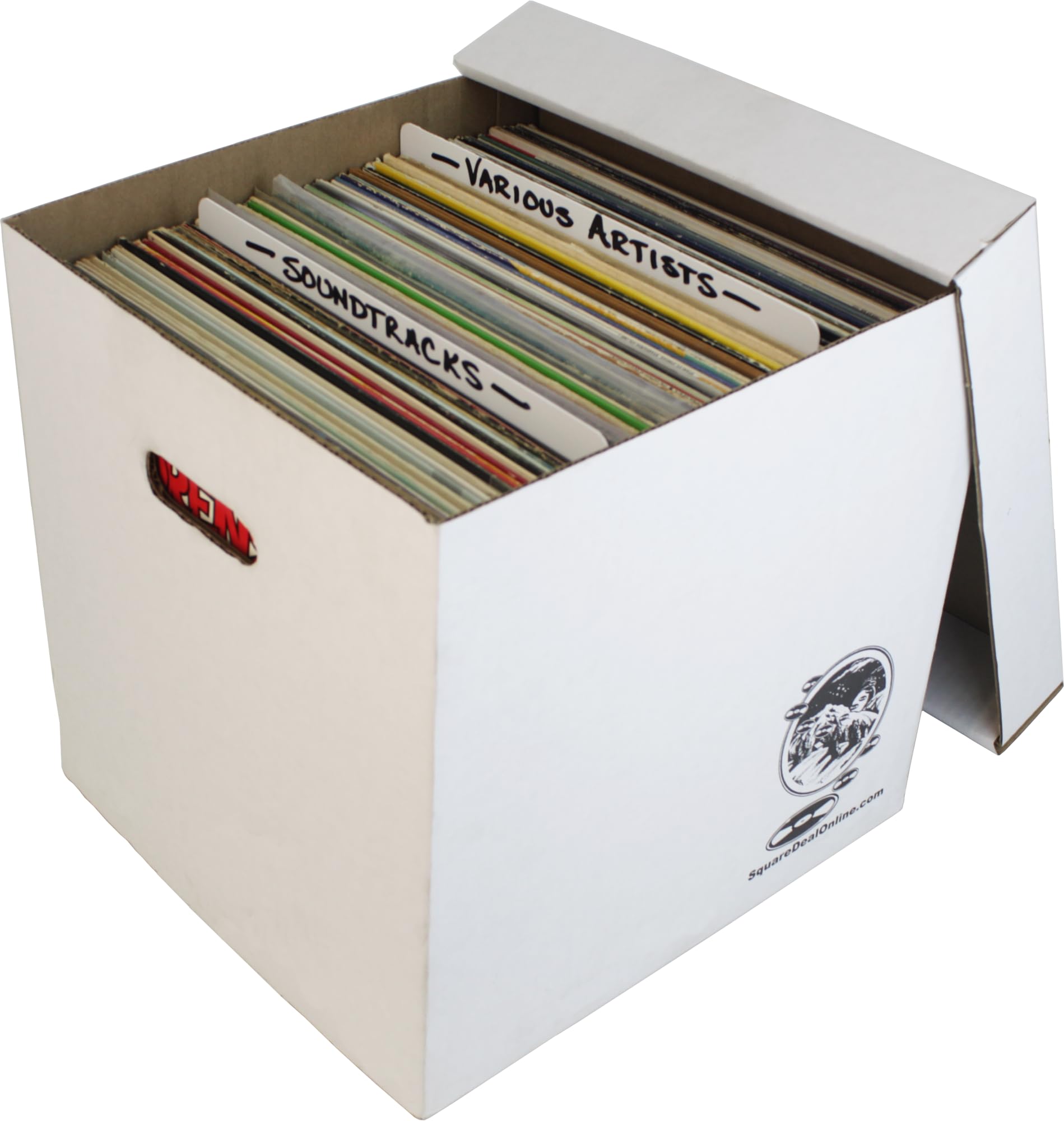 Set di 10 scatole per dischi in vinile da 30,5 cm, struttura in cartone resistente con coperchio rimovibile, contiene fino a 90 dischi ciascuna, resistenti per archiviazione sicura a lungo termine