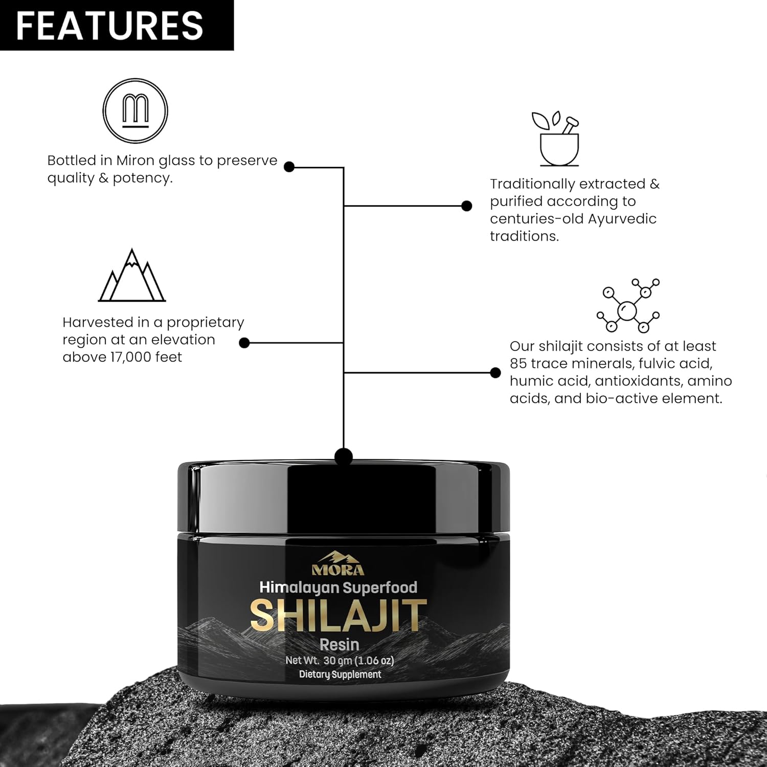 Well Being Mora Himalayan Shilajit Resin | Contains 85+ Trace Elements & 75%+ Fulvic Acid | Mineral-Rich Supplement for Men & Women | 30g - Image 5