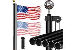25FT Flag Pole and Flag Kit for Outside with Ground Base