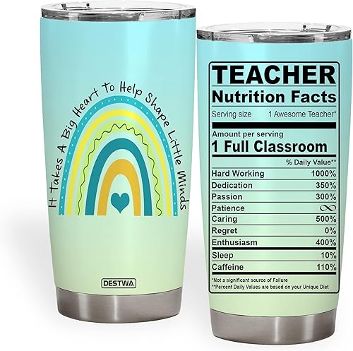 DESTWA Vaso para profesores, regalos de agradecimiento para profesores, mejores regalos para profesores, mujeres, taza para profesores, regalos
