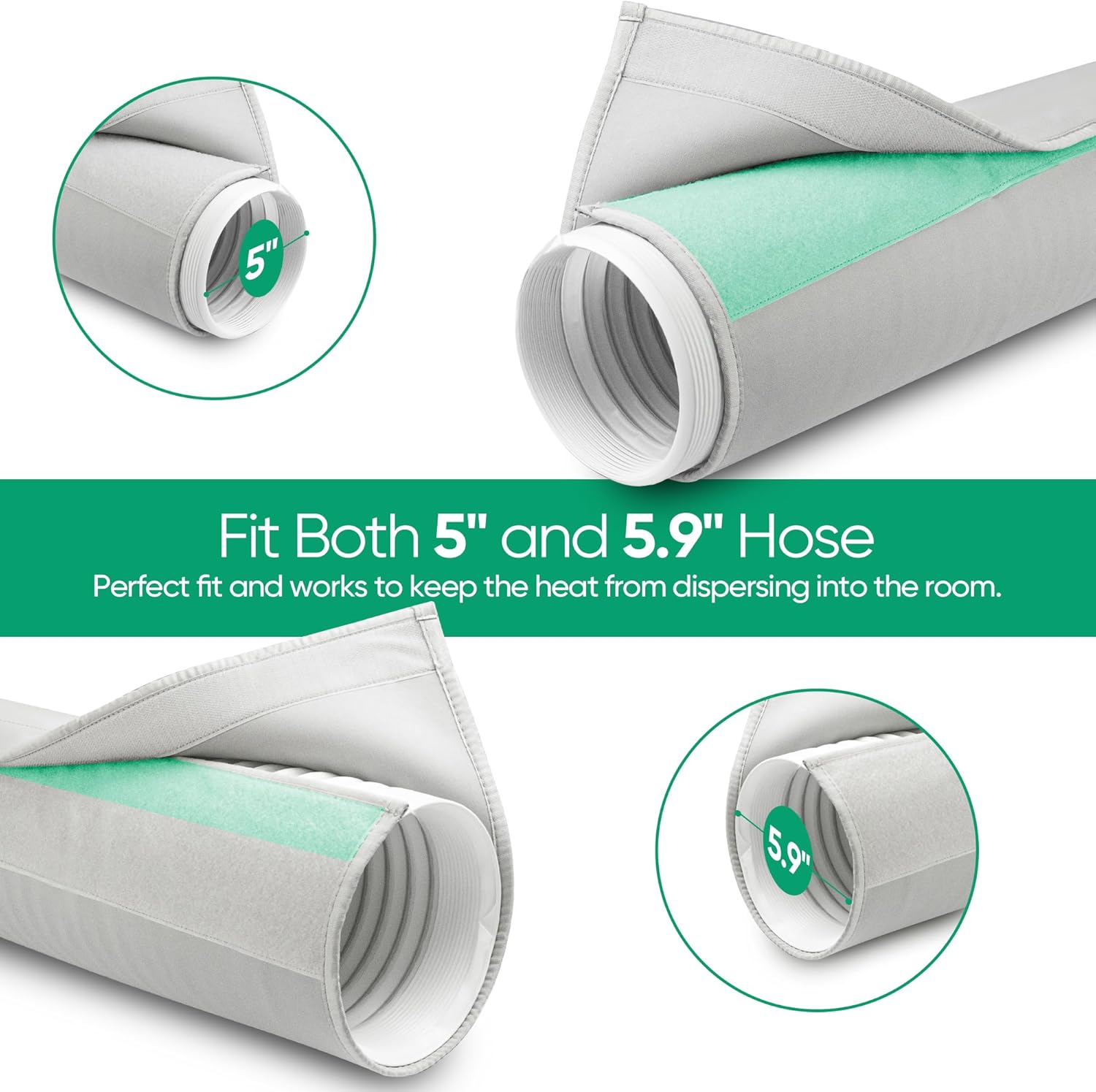Air Conditioner Hose Cover Wrap: Portable AC Hose Cover, Insulated Hose Cover for Portable Air Conditioners, Easy Installation, Universal Fit for 5" & 5.9" Diameter Exhaust Hoses Tube, 2pack