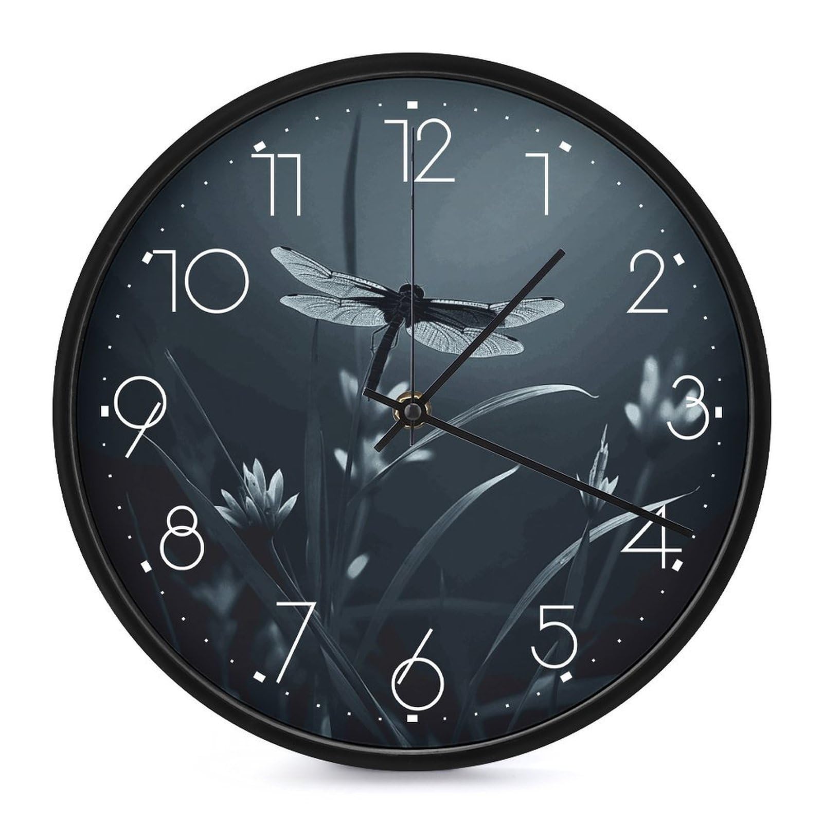 Horloge murale blanche décorative libellule 25,4 cm pendule silencieuse