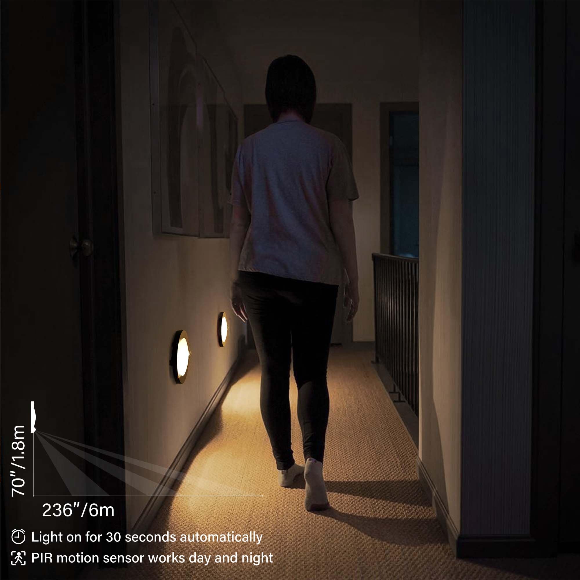 ZAGO Lampa sufitowa LED 6", 120 V, 120 V, czujnik ruchu, 15 W, 1100 lumenów, CRI>80, 3000 K, ciepła biel, do szafy, pralni, garażu, spiżarni, wilgotnego miejsca, ETL, czarna, 2 sztuki
