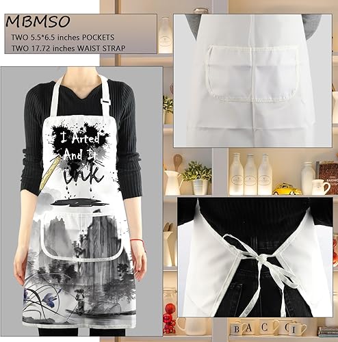 Miniatura 3 de MBMSO Delantal de artista de pintura con bolsillos, regalos para pintores, amantes del arte, regalo para profesores de arte, estudiantes, pintor,