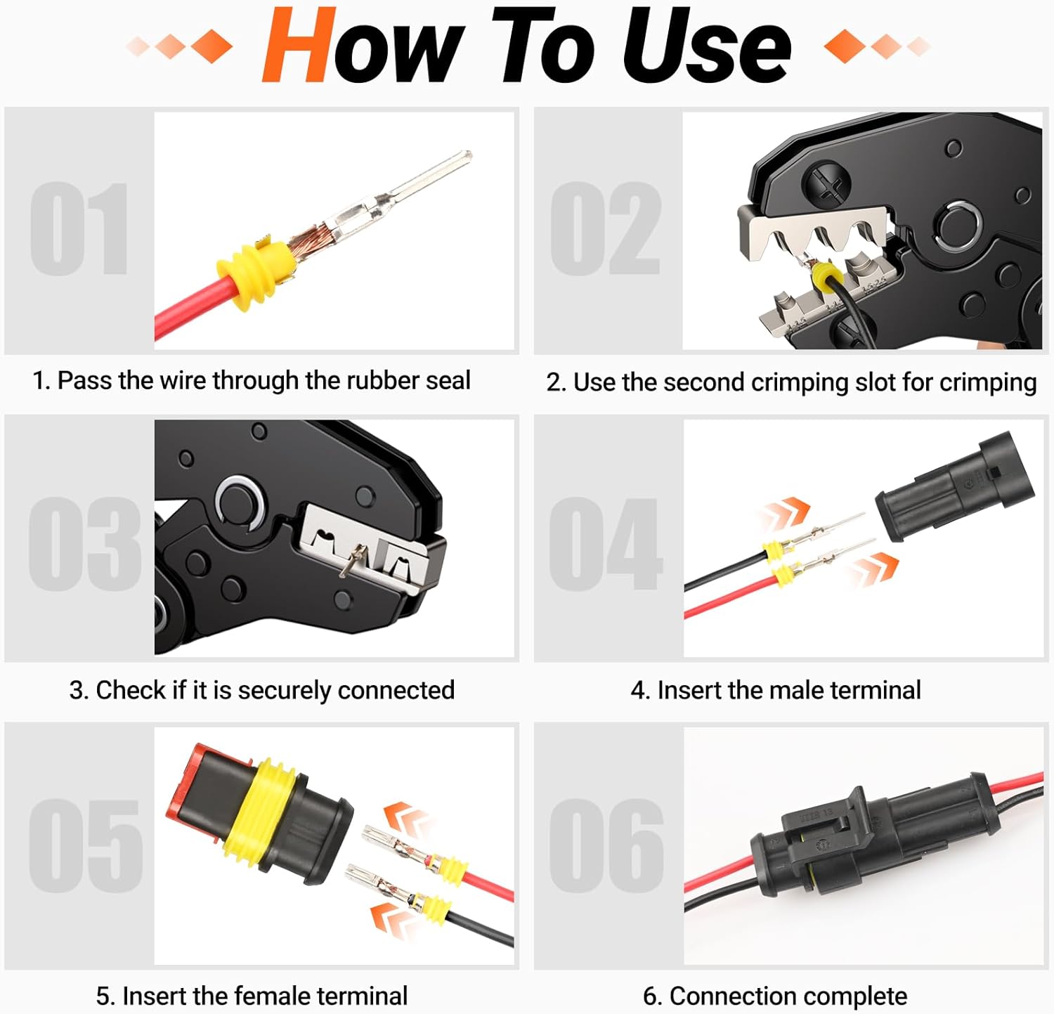880Pcs 41 Sets Waterproof Automotive Electrical Connectors Electrical Wire Connectors Plug Kit 1/2/3/4/5/6 Pin Waterproof Connectors with Ratchet Crimping Tool for Car Truck Motorcycle Boat Marine
