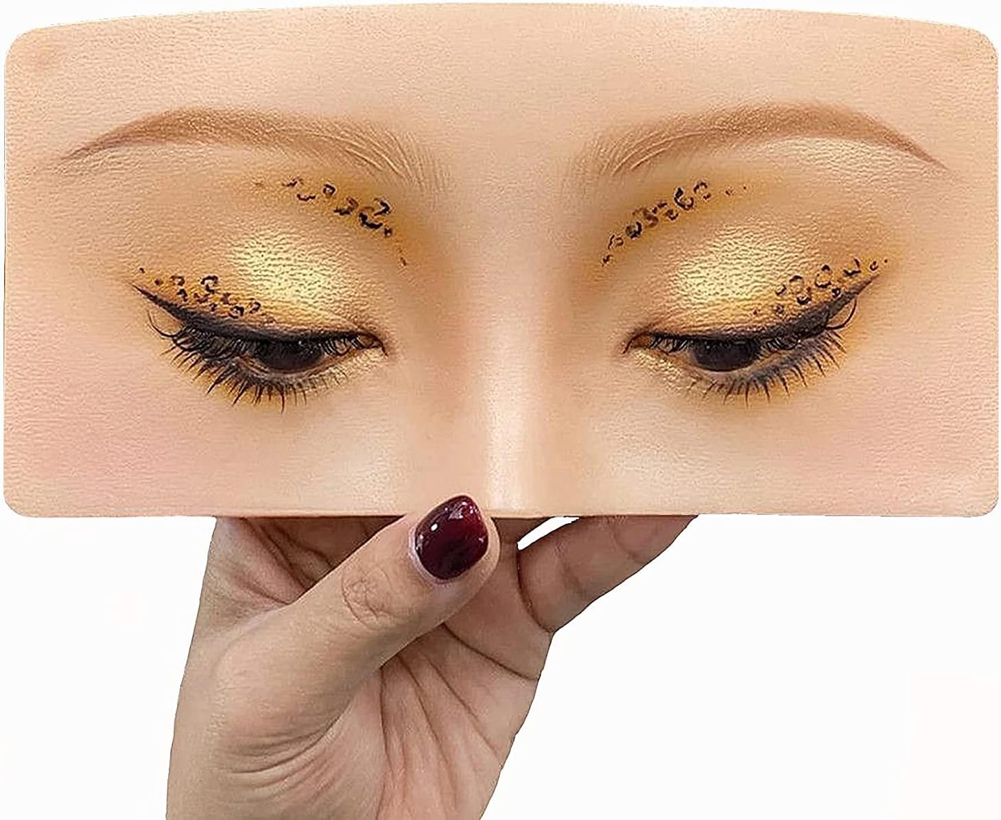Scheibe Reusable 5D Eye Eyebrow Makeup Practice Board Bionic Silicone Tattoo Skin Pad Eyes Mannequin for Makeup Artist (Beige Tone)
