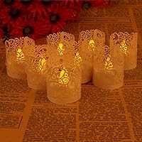 Vista 5 de Envolturas para velas, 50 unidades, portavelas de té, envolturas decorativas para velas sin llama en bodas, festivales, vacaciones, fiesta de Blanco