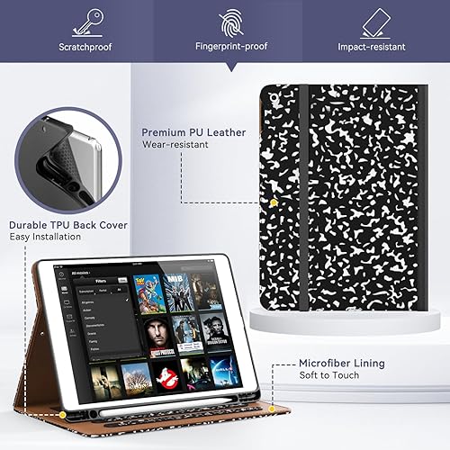 Miniatura 6 de OKP Funda para iPad de 9 generación 20218 generación 20207 generación 2019 de 10.2 pulgadas, con visión multiángulo, funda de piel sintética con