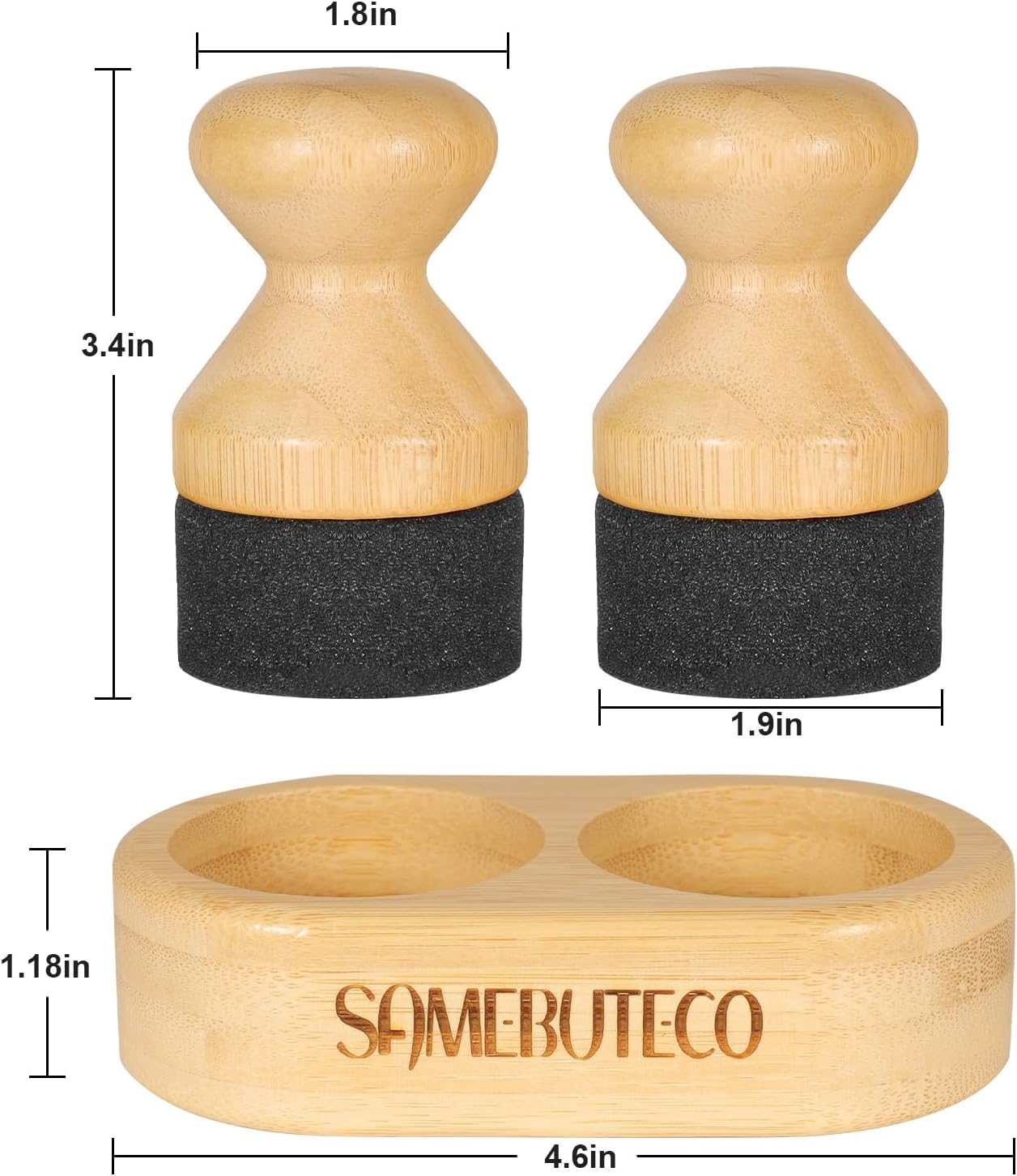 SAMEBUTECO Cutting Board Oil Wax Applicator for Food Grade Mineral Oil Board Natural Bamboo Applicator 2 Packs & 1 x Bamboo Holder Set for Wooden Cutting Boards，Spatula，Spoons and Kitchen Utensils