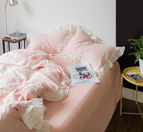 Miniatura 6 de SUSYBAO - Juego de funda de edredón de y 2 fundas de almohada, diseño de princesas rurales, color blanco, 3 unidades, Algodón, Rosa 1, King