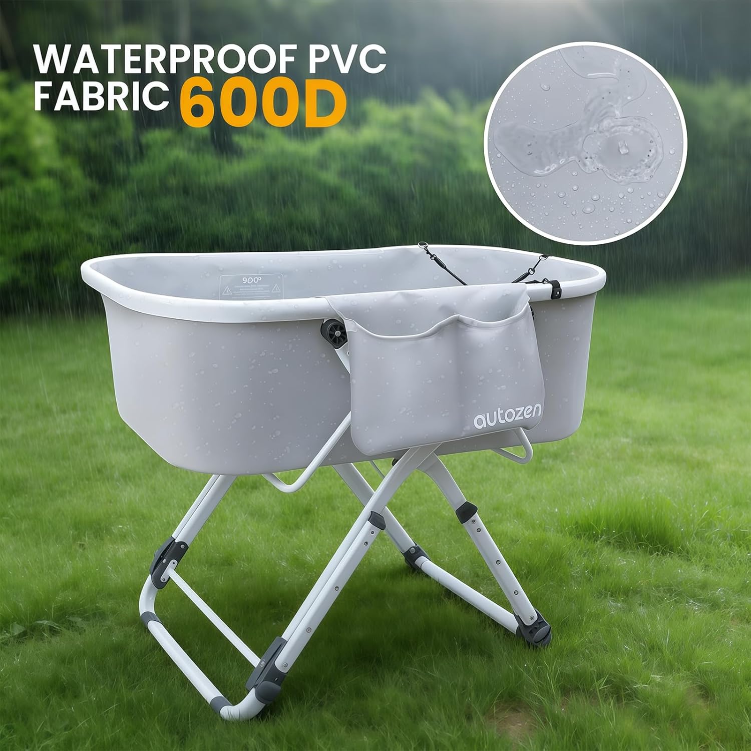 Foldable Portable Dog Bathtub 5 Height Adjustable Dog Washing Station 600D Waterproof with Drain Hose Safety Leash for Large Dogs Cats Indoor Outdoor