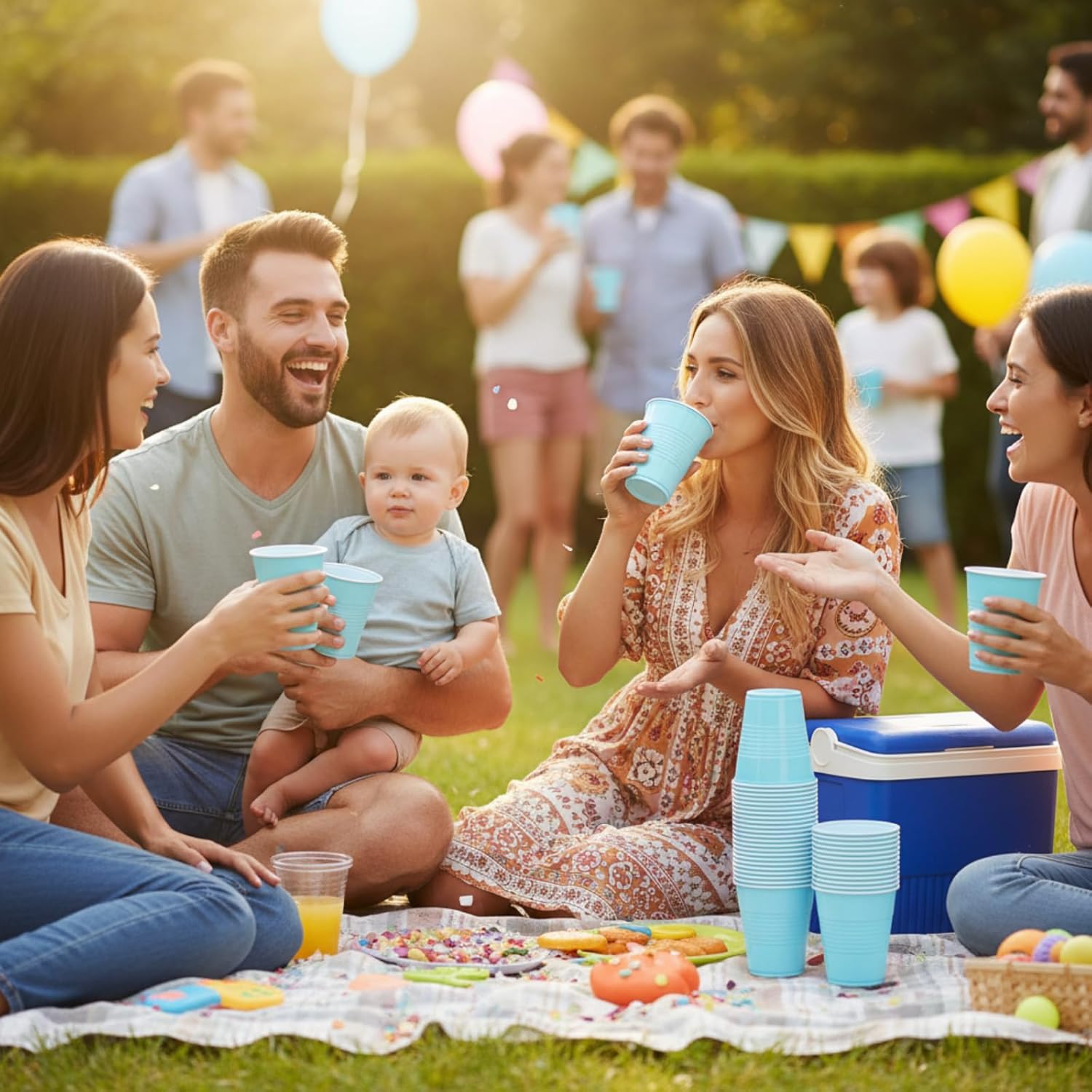 Pickmesh 50 Pack 12 oz Plastic Cups Valentine Disposable Cup Bulk for Valentine's Day Wedding Birthday Baby Shower New Year's Day Halloween and Festive Celebration Party Supplies(Light Blue) - Image 5