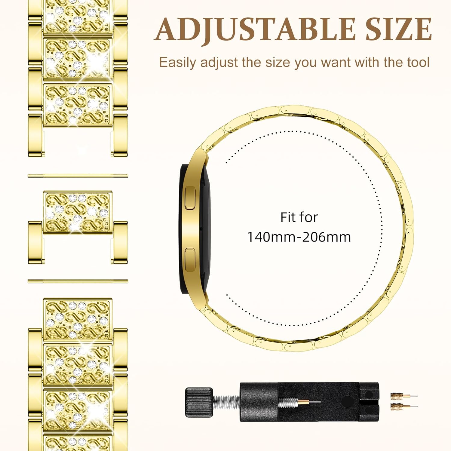 DaQin Bling Metal Bands Compatible with Samsung Watch Bands for Women 7 6 5 4 Active 2 FE 40mm 44mm/Galaxy Watch 5 Pro/6 4 Classic Band, 20mm Sparkling Luxury Strap for Galaxy Watch 7 Band Women