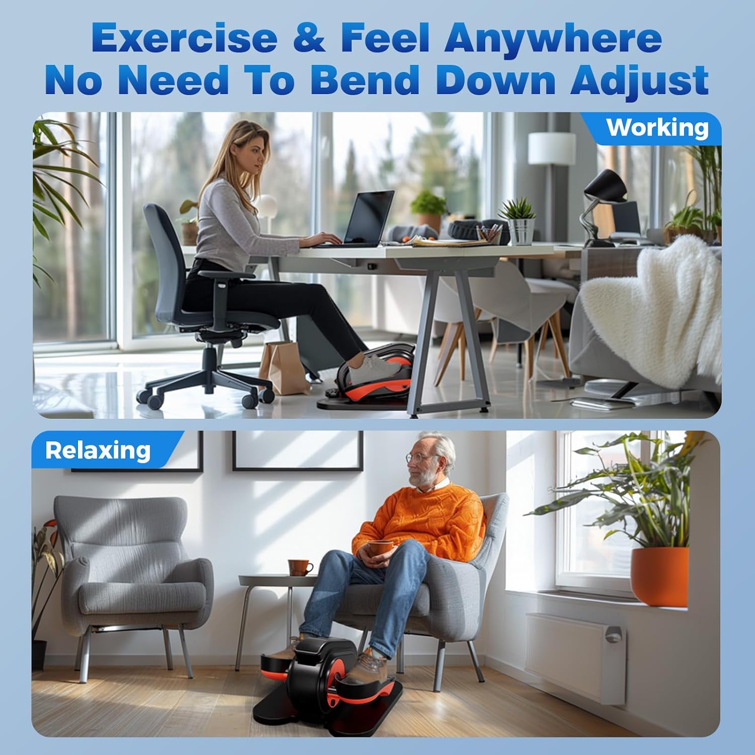 GORISE Under Desk Elliptical Exercise Machine, Leg Exerciser as Seen on TV, Seated Pedal Exerciser with Remote Control & 10 Adjustable Speed for Seniors & Women Home Ussage - Image 6