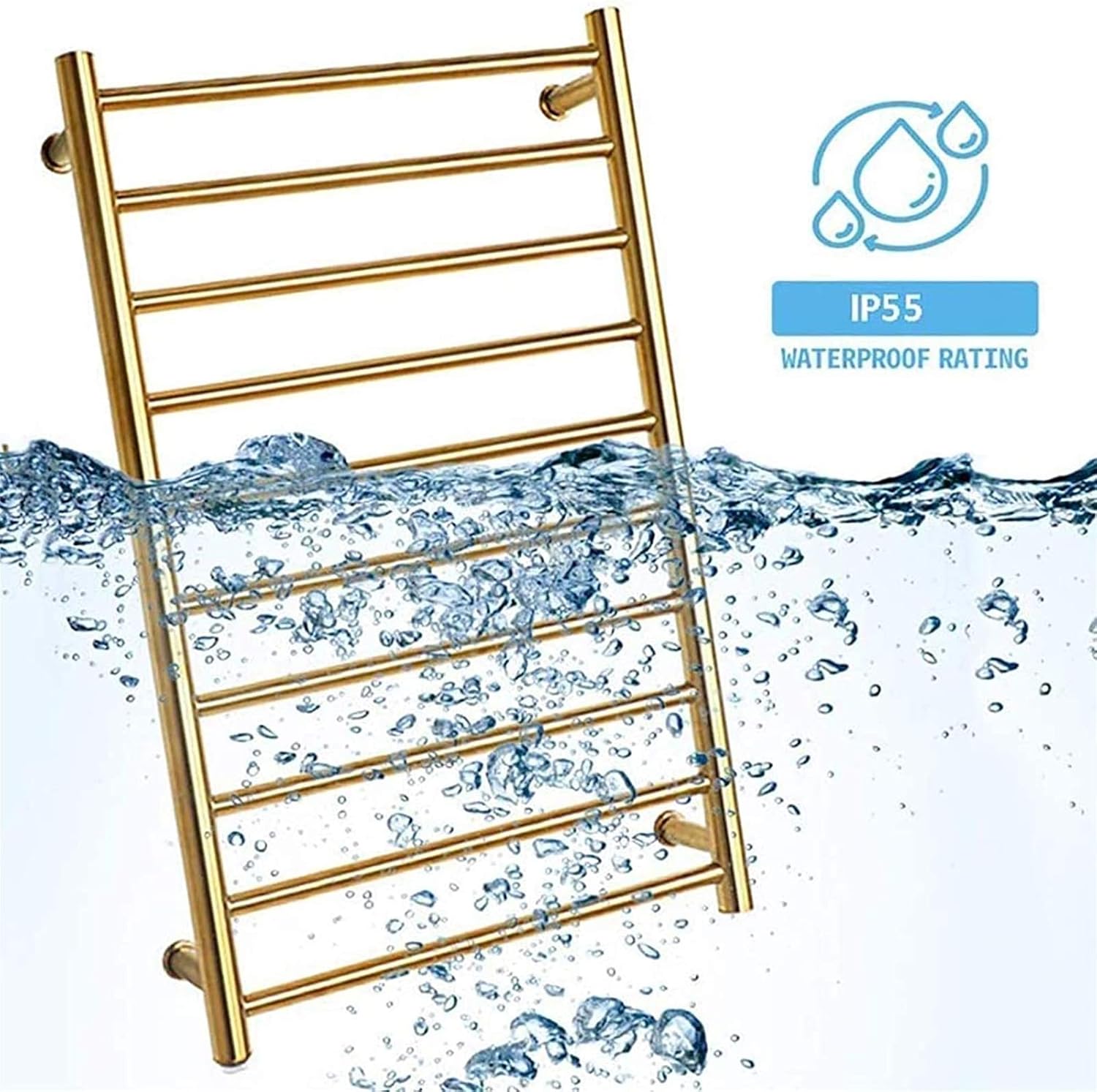 Electric Heated Towel Rack, Electric 304 Stainless Steel Towel Warmer Radiator with 10 Heated Bars, Bathroom Space Saving Wall-Mounted Heated Towel Rail (Hardwired)