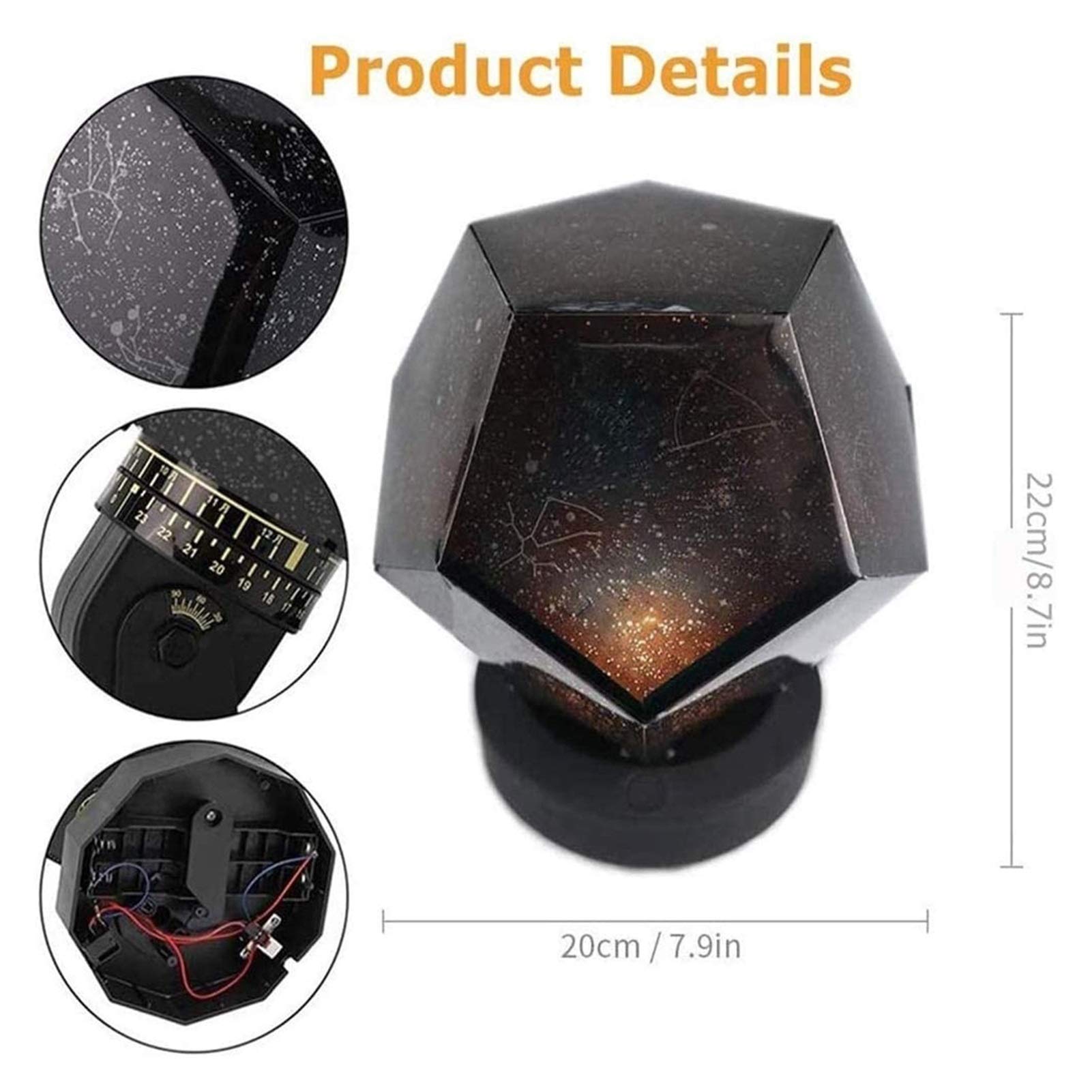 3 Color Night Light for Kids Rotating Star Night Lights for Boy Girl Moon Sky Projection Lamp Bedroom — view 2