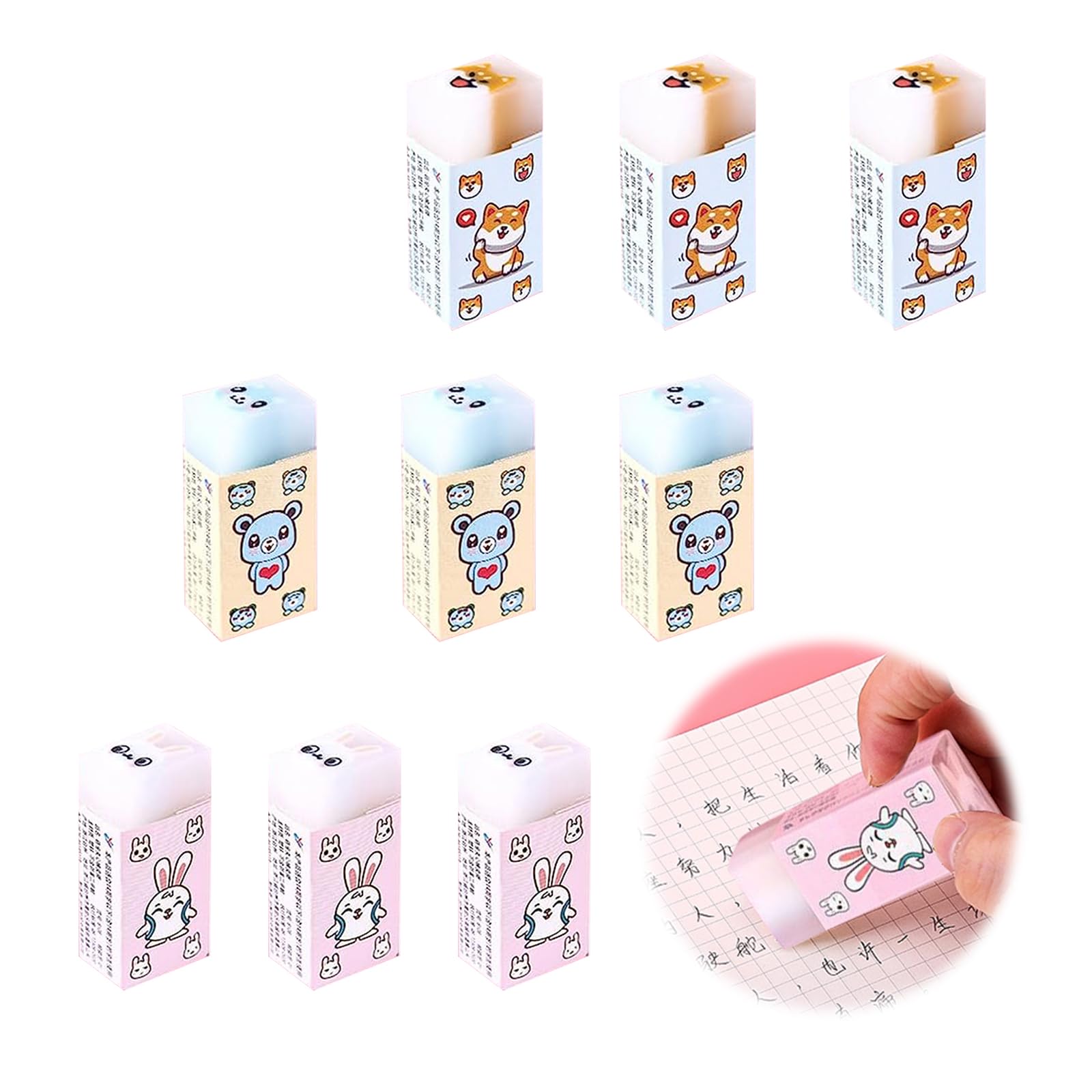 消しゴム かわいい 9個セット スティック消しゴム