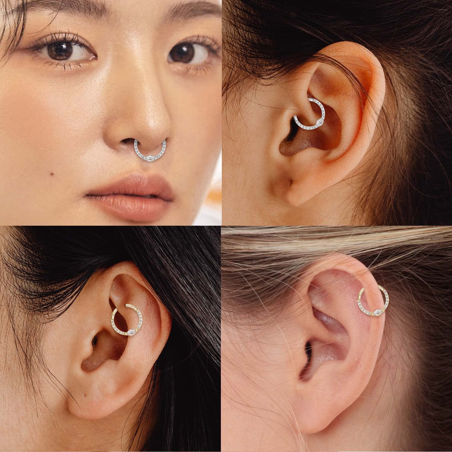 hengkaixuan Unique Animal Shape Septum Nose Ring Septum Jewellery 16G Daith Earrings Surgical Steel Nose Hoop Septum Clicker Conch Piercing Jewellery Rook Helix Tragus Cartilage Lobe Hoop Earring — view 4