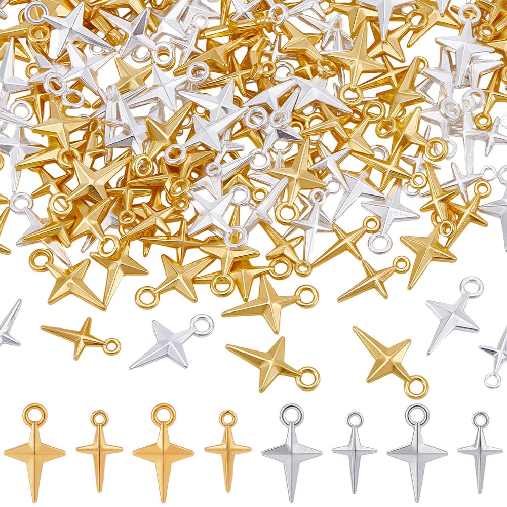 Kit de 240 pendentifs étoiles en métal pour fabriquer des porte-clés et bijoux fins