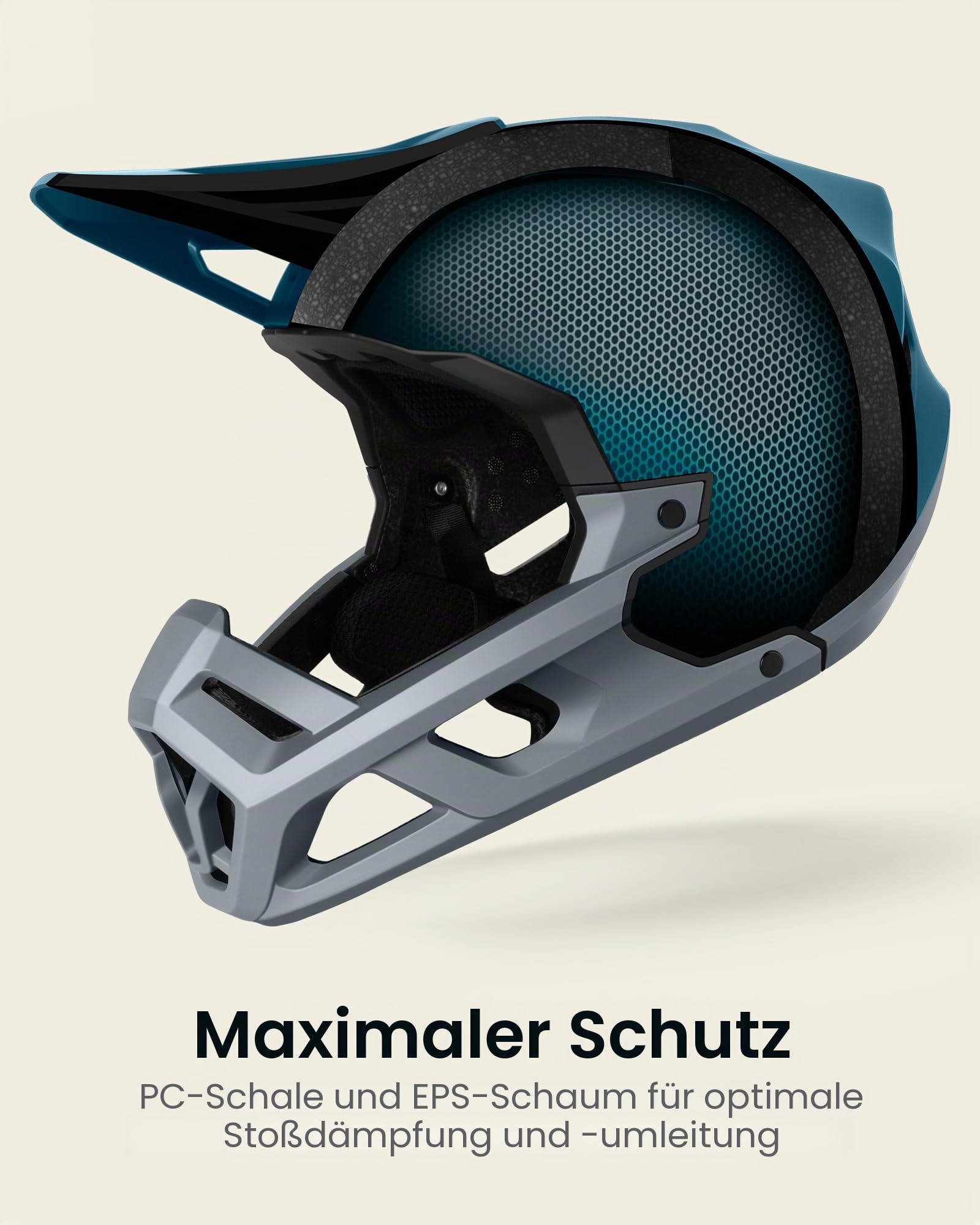 OutdoorMaster Full Face Mountainbike-Helm für Männer & Frauen-Zwei abnehmbare Kinnpolster Mountainbike-Helm, Belüftung Leichtgewicht Racing Downhill DH BMX MTB-Helm