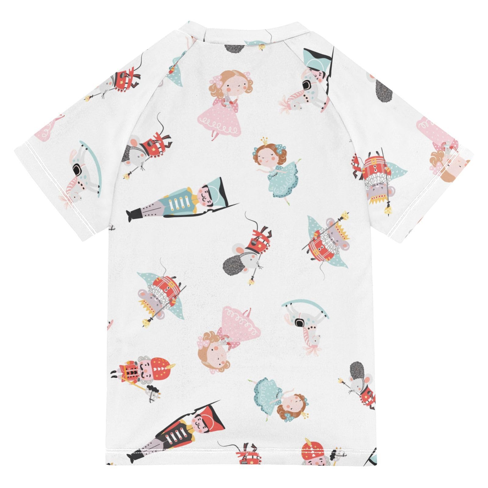 Aflyko Christmas Boys' Swim Shirt Nutcracker Ballerina Cute Cartoon Rash Guard Beachwear Sun Protection Fishing Hiking Camping Surfing Swimming Toddler Infant Summer Daily T-Shirt, 4T Multicoloured