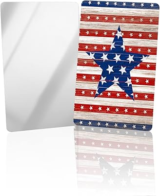 OComster White Star with Blue Sheet Music Compact Mirror Bulk 2 Pack Card Mirror, White Red Stripes Grain Independence Small Compact Mirror for Purse, Rectangular Handheld Pocket Makeup Mirror
