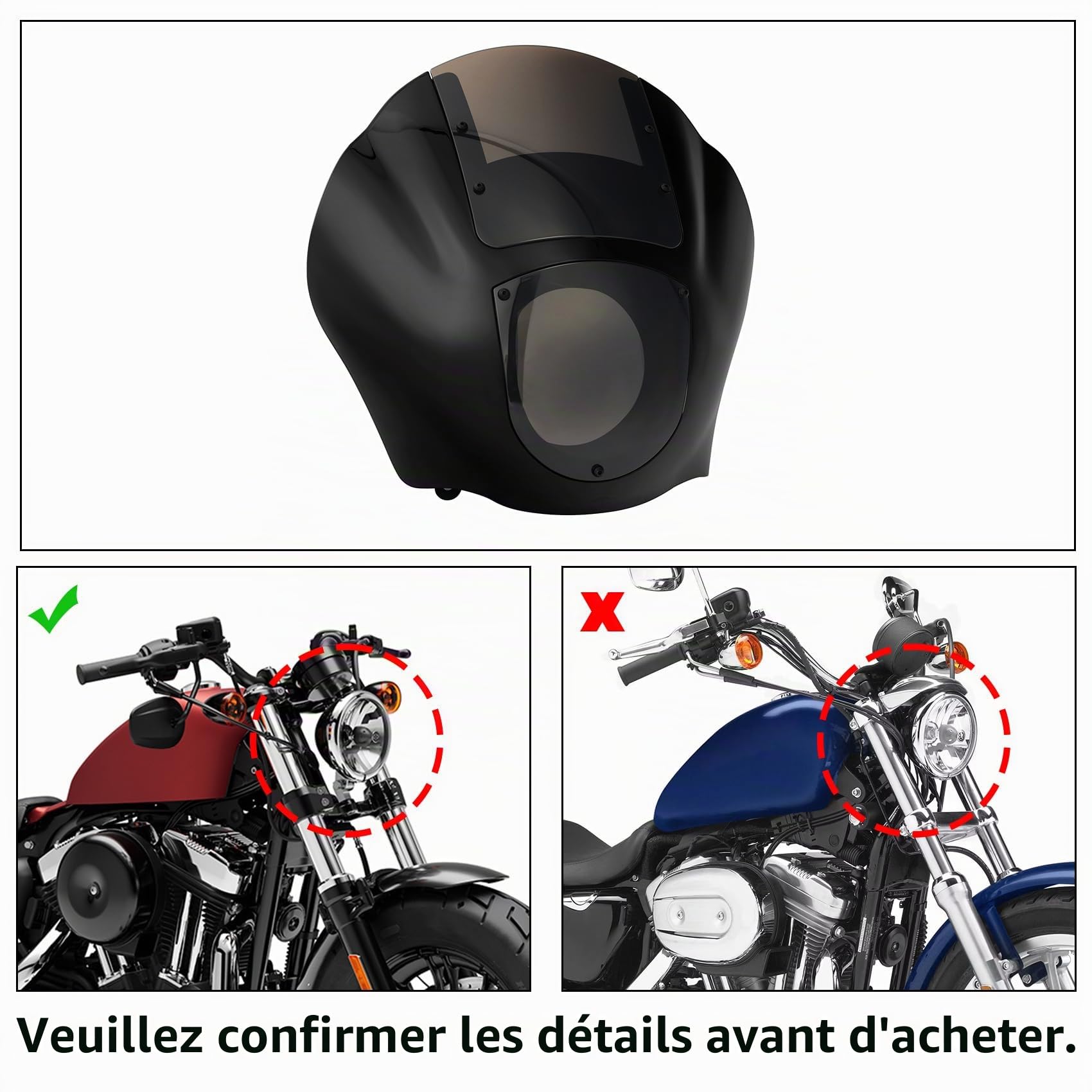 TCMT Carénage Fourche de 49 mm pour Harley Dyna FLST Sportster XL 883 1200