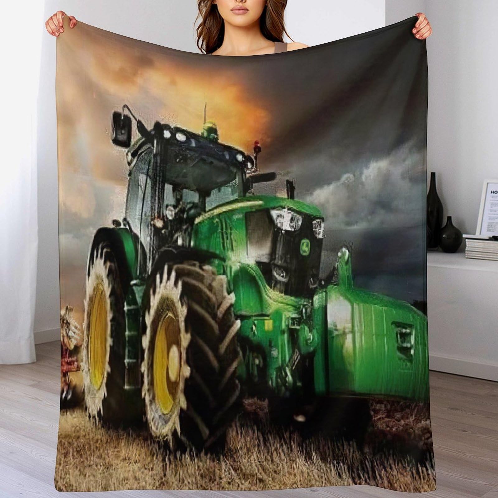 Pazzk Tractor-5 Tractor Blanket Anti Pilling Throw Blankets Cozy Durable Blankets For Office Couch Cinema Gifts Bedroom Decor Plush Bed Blanket Quality Washable（130×150Cm）