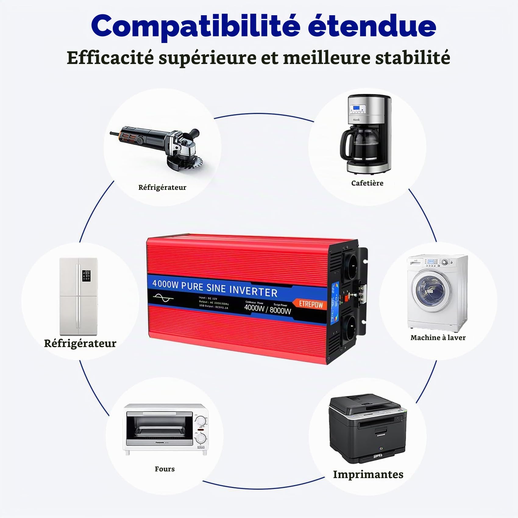 4000W convertisseur 12v 220v Pur Sinus transformateur