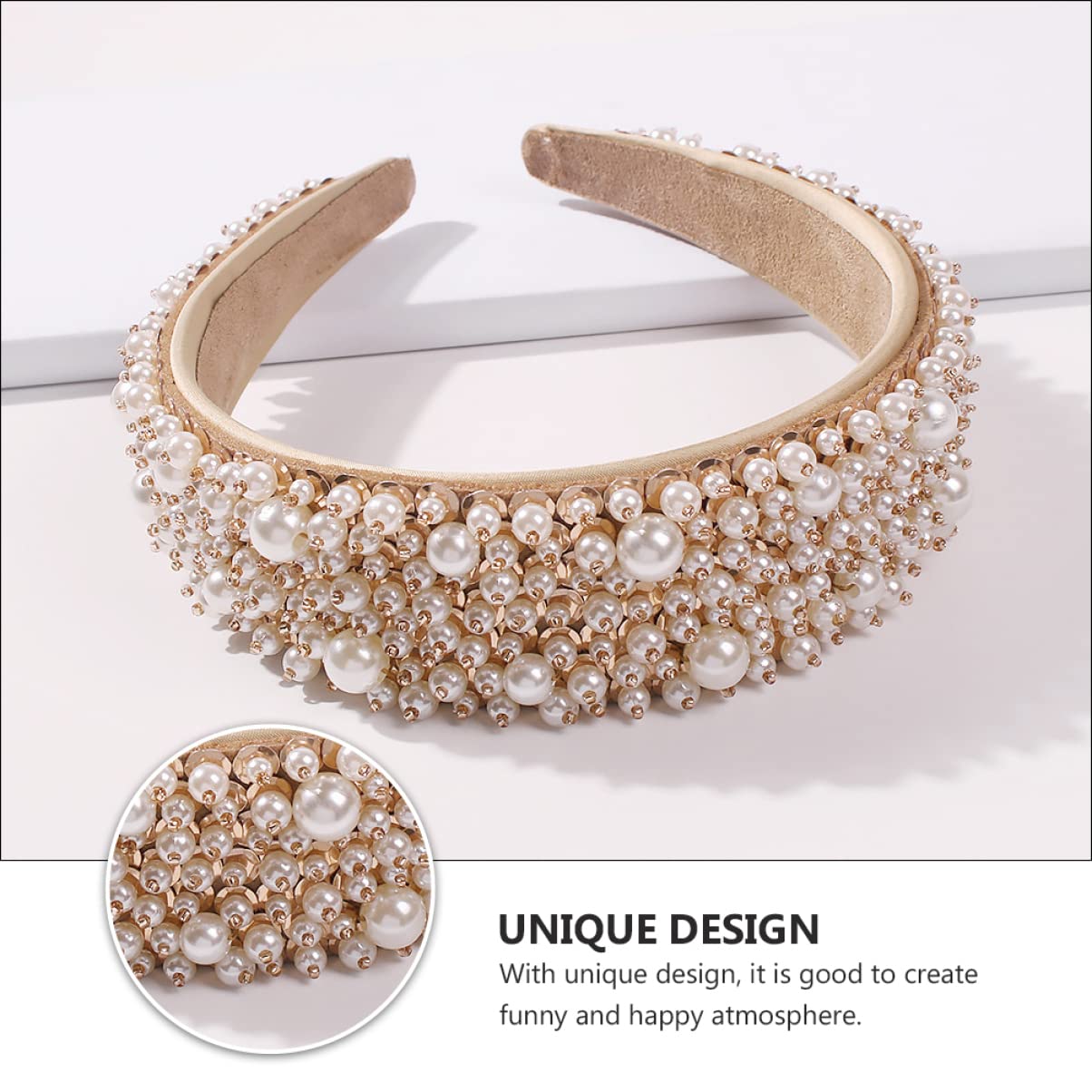 Diademas Diademas de moda Diadema ancha y dura Diadema acolchada con diamantes de imitación Diademas anchas de esponja Diademas acolchadas for mujer Banda for el cabello: Perlas Moda for mujer Mujer/2
