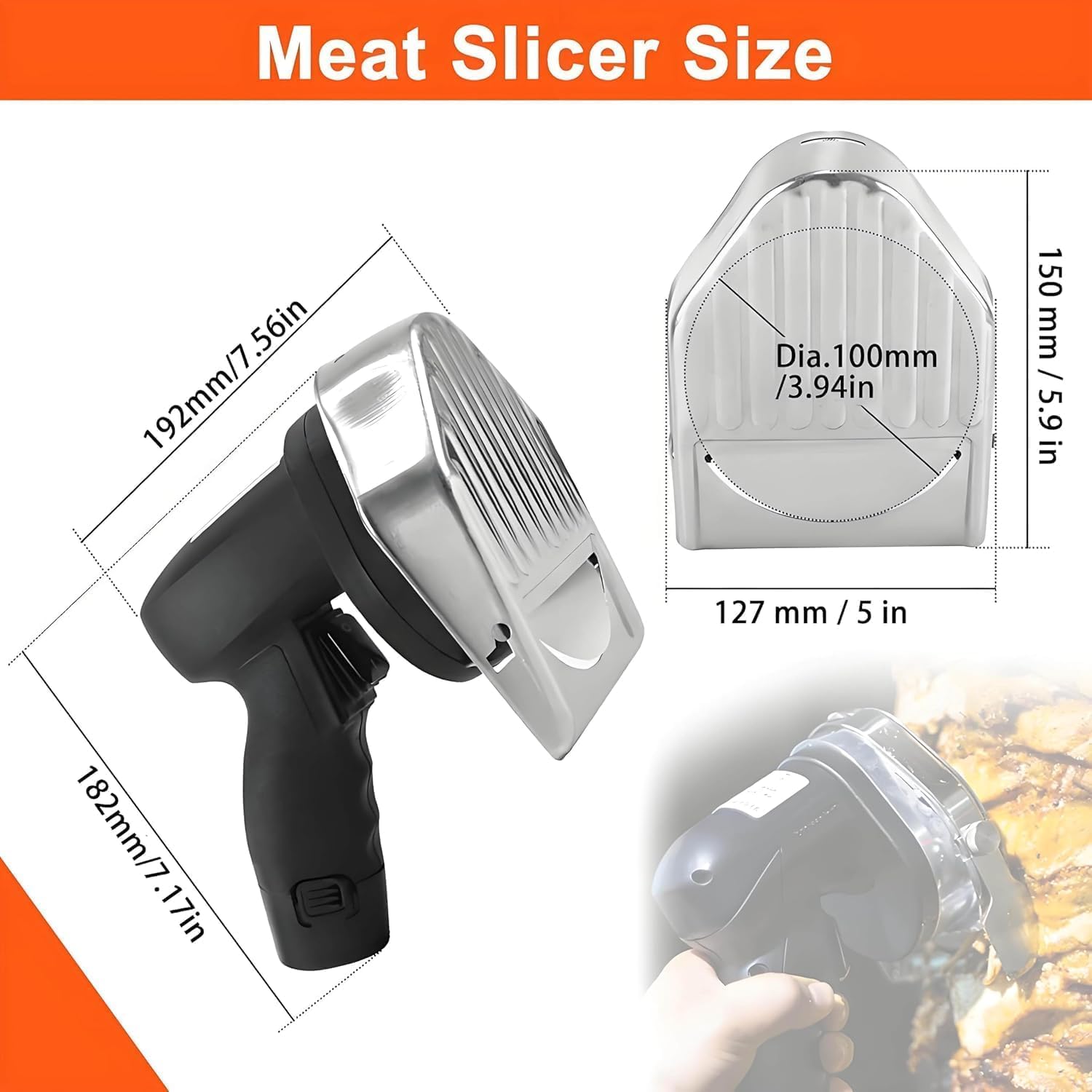Trancheuse à Kebab électrique sans Fil avec Lames en Acier Inoxydable, Machine à trancher la Viande Professionnelle, épaisseur réglable de 0 à 8 mm pour Barbecue et Cuisine Domestique