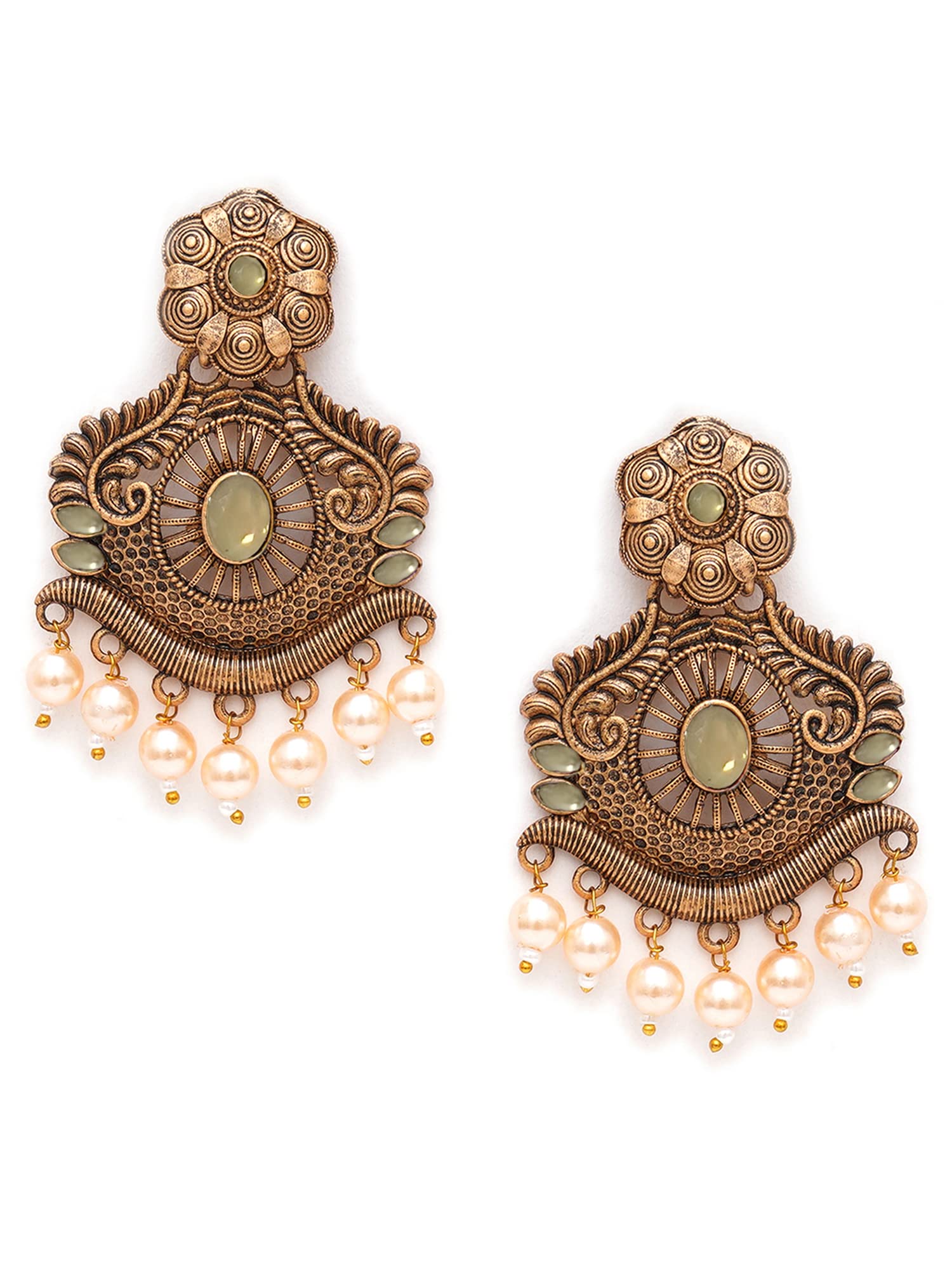 Karatcart Gold Plated Handcrafted Golden Stone Studded Dangler Earrings for Women (B0BFQV6ZH3) Amazon Price History, Amazon Price Tracker
