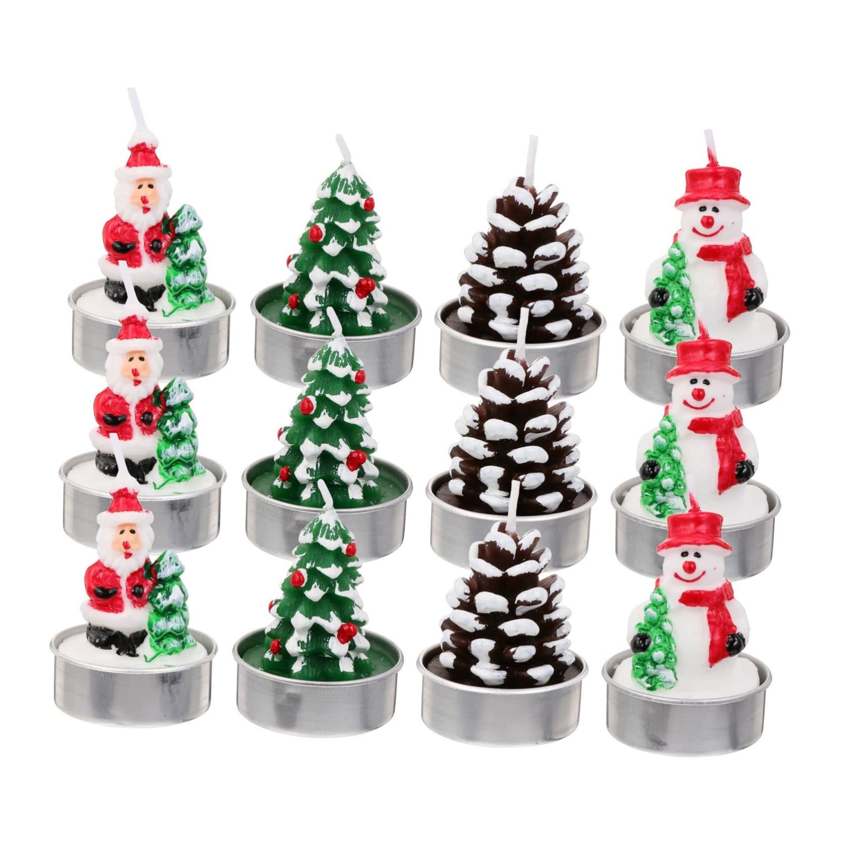 RORPOIR 12pcs Adorable Cartoon Christmas Candles for Festive Home Decor Vivid Xmas Candle for Holiday Parties Weddings and Birthdays for Adding Atmosphere