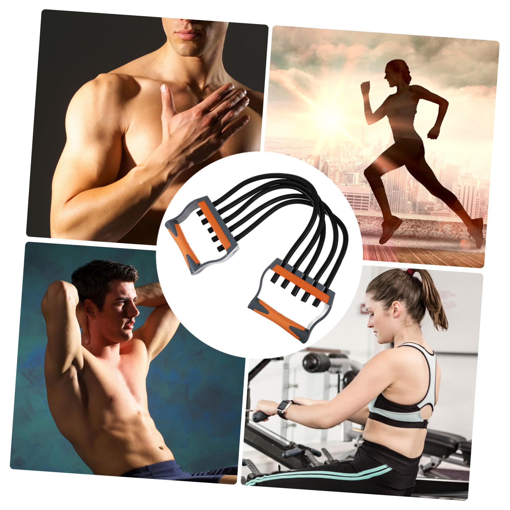 Gatuida Latex Expander Brustzieher Fitness Widerstands Trainingssystembänder 5-seilig Mit Anti Rutsch Griff Kraftvoll Für Frauen Kinder Heimtraining Outdoor