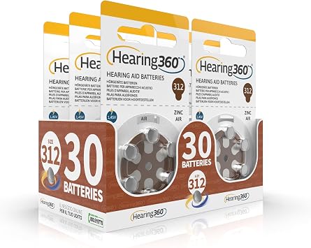 PR41 Hearing Aid Batteries Size 312, Mercury Free Batteries Extra Durability and Reliability 5 Blister Packs, 30 Batteries